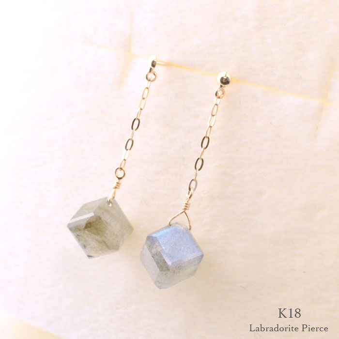 18金ピアスラブラドライトk18イ...