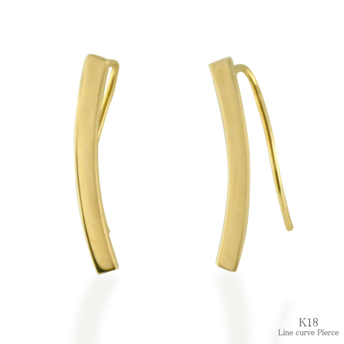 Rakuten - k18 ピアス イエローゴールド ゴールド 18k フックピアス カーブライン ウエーブ 地金 スティックバー レディース 楽ギフ【包装】 母の日 誕生日