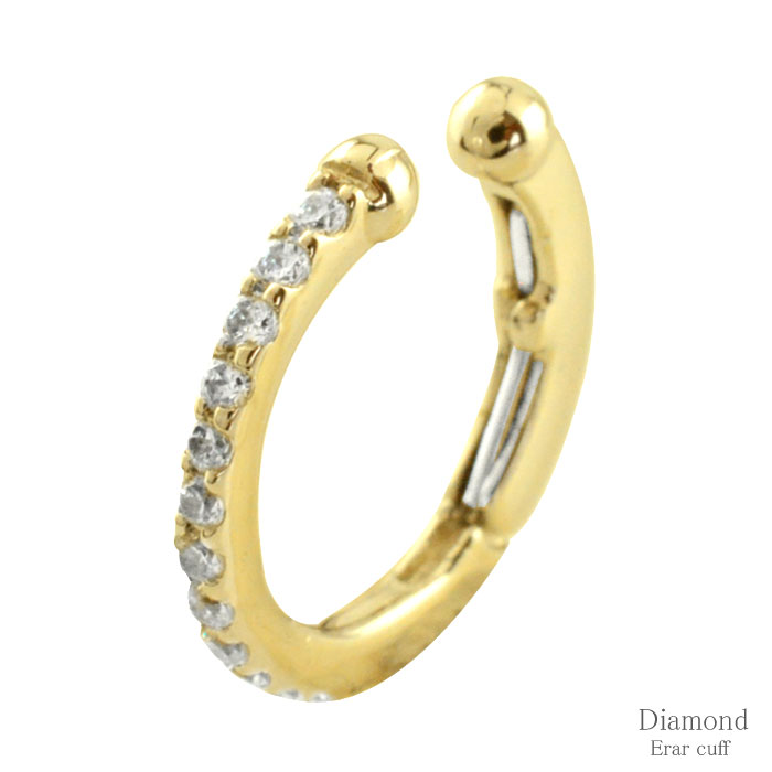 【BLACK FRIDAY ポイント10倍】 k18 イヤーカフ カフ イヤカフ 耳 ダイヤモンド イエローゴールド ダイヤイヤーカフ ゴールド 片耳 中折れ ...