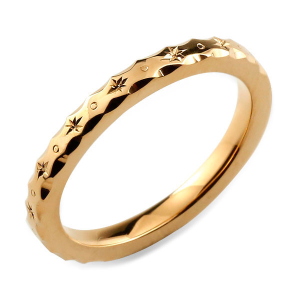 k18 リング レディース ピンクゴールド シンプル ストレート 地金リング 彫金 手彫り 結婚指輪 18金 エンゲージリング ハンドメイド 18k 2mm ハ...
