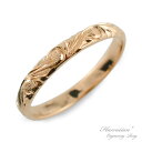 k18 リング ハワイアンジュエリー ハワイアン レディース ピンクゴールド ゴールド シンプル ストレート 甲丸 地金リング 彫金 手彫り 結婚指輪 18金 ...