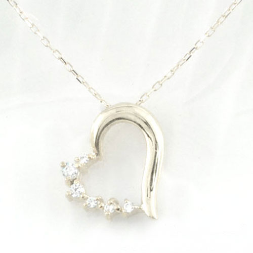 樂天商城 - 【10%OFFクーポン配布中】 18金 ネックレス ダイヤモンド ハート K18 ペンダント 18k ホワイトゴールド オープンハート ダイヤモンドペンダント 華奢 シンプル プレゼントに 母の日 誕生日