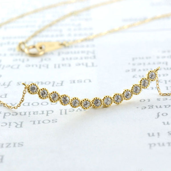 Other - k18 ネックレス ダイヤモンド レディース ペンダント イエローゴールド ダイヤ 18k 18金 pendant 0.20ct 華奢 シンプル 記念 誕生日 ライン スキンジュエリー ミルウチ アンティーク