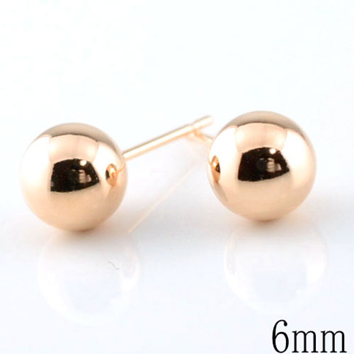 18金 ピアス スタッドピアス 丸玉ピアス 地金 ボールピアス ゴールド K18 18K ピンクゴールド レディース メンズ 丸玉 6mm ネコポス配送 メール便のサムネイル