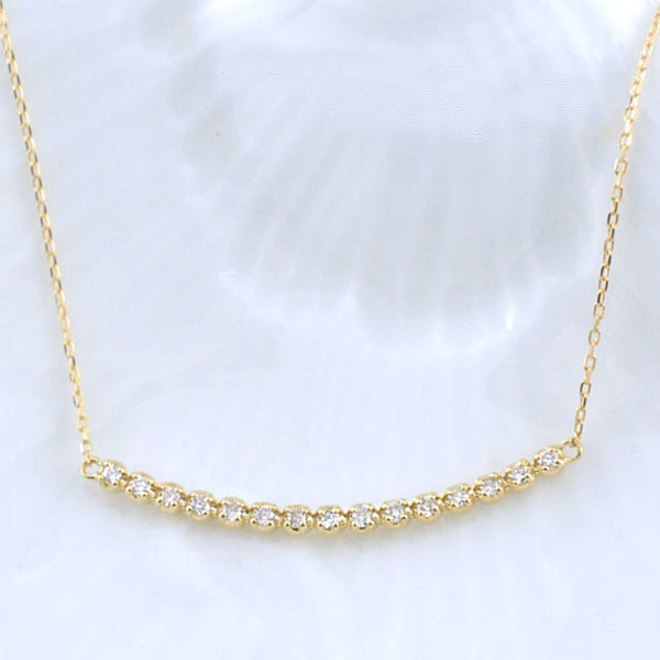 ダイヤ ペンダント 【ポイント10倍】 ネックレス ダイヤモンド レディース ペンダント イエローゴールド ダイヤ 18k 18金 pendant 0.1ct 華奢 シンプル 記念 誕生日 ライン スキンジュエリー