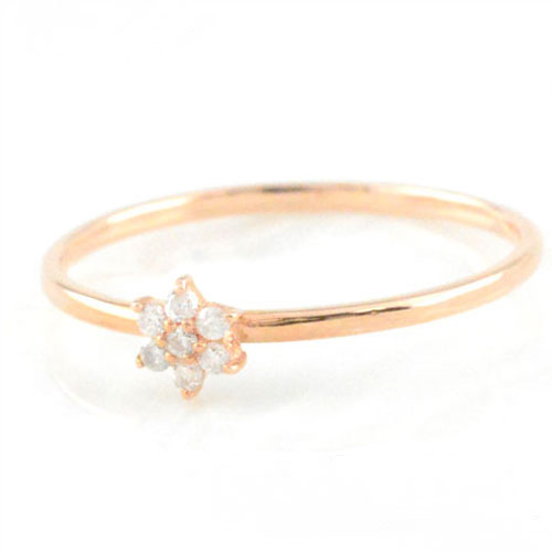 Rakuten - 【10%OFFクーポン配布中】 10金 ダイヤモンド リング レディース 0.05ct K10 ゴールド ダイヤ 華奢 小指 指輪 ピンキーリング 10k ジュエリー フラワー お手ごろ 母の日 誕生日