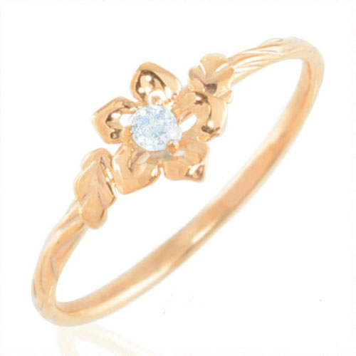 k18 リング ブルームーン フラワーモチーフ ピンクゴールド カラーストーン 18k 6月誕生石 レディース ジュエリー ハワイアン 指輪 18金 ピンキーリング 華奢 一粒 天然石