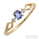 k18 リング タンザナイト オーバル ダイヤモンド 指輪 k18 18金 ゴールド ピンキーリング ピンクゴールド クラシカル 18k 華奢 レディース アンティーク 12月 誕生石 天然石 カラー かわいい 重ねづけ