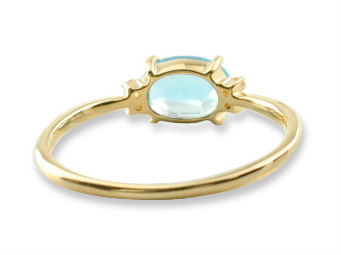 ブルートパーズ オーバル ダイヤモンド リング 指輪 k10 ゴールド ピンキーリング 大粒 イエローゴールド クラシカル 10k 10金 華奢 レディース アンティーク 11月 誕生石 天然石 カラー かわいい 重ねづけ