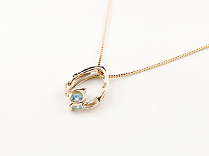 シエロブルーの【10％OFFクーポン配布中】 k18 ネックレス 馬蹄 ブルートパーズ ホースシュー ペンダント イエローゴールド シンプル レディース チェーン 人気 蹄鉄 11月誕生石｜アングル3