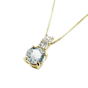 10金ネックレスアクアマリンダイヤ...