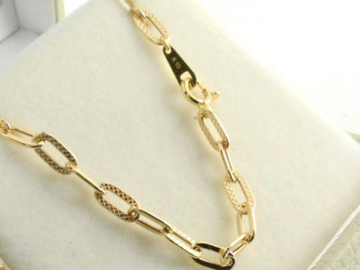 【BLACK FRIDAY ポイント10倍】 k10 ネックレス チェーン イエローゴールドk10 ペーパークリップ ブレイド 40cm デザインチェーン プレイド プレード 小豆 アズキ レディース 10k 10金 イタリア イエロー ゴールド プレゼント ギフト 2