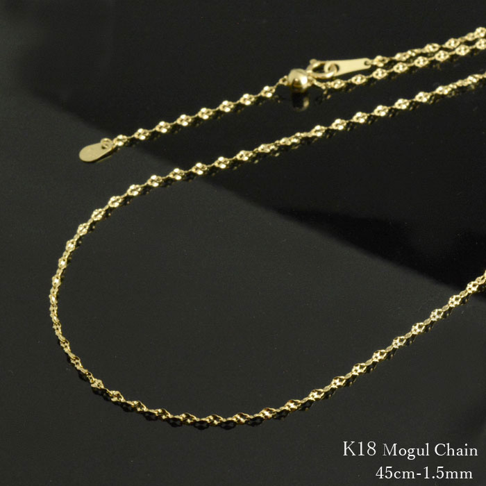 k18 ネックレス ゴールド モーグル チェーン イエローゴールド デザインチェーン スライドチェーン レディース 18k 18金 華奢 調整できる YG イエ...