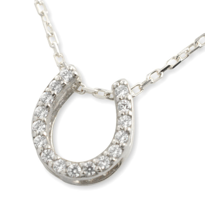 楽天シエロブルー【10％OFFクーポン配布中】 k18 ネックレス ホワイトゴールド 馬蹄ペンダント 0.1ct ダイヤモンド ダイヤモンドペンダント ダイヤ ネックレス ペンダント ホースシュー プレゼントに
