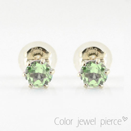Platinum - 【10%OFFクーポン配布中】 ピアス ペリドット プラチナ レディース スタッドピアス 大粒 一粒 ジュエル プチピアス 8月の誕生石 天然石 4mm 納期1週間 母の日 誕生日