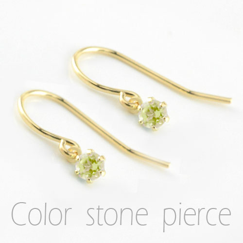 k18 18金 ピアス ペリドット フックピアス イエローゴールド レディース 8月誕生石 揺れる 地金ピアス ..