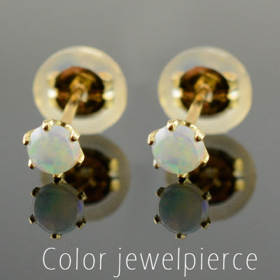 18金ピアスオパールイエローゴール...