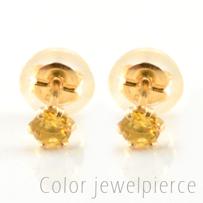 Rakuten - 【10%OFFクーポン配布中】 k18 ピアス シトリン ピンクゴールドk18 レディース スタッドピアス 18k 一粒ジュエル プチピアス 11月の誕生石 天然石 3mm 納期1週間 18金
