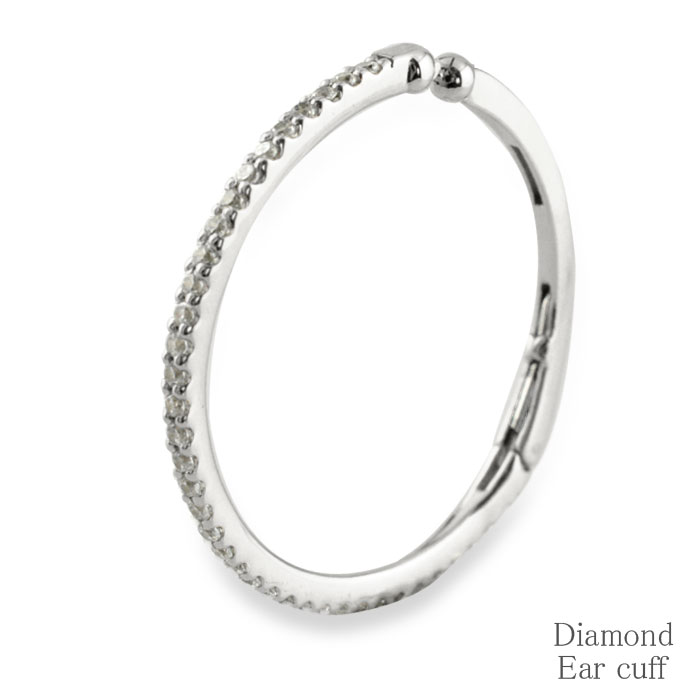 【BLACK FRIDAY ポイント10倍】 k18 イヤーカフ カフ 耳 ダイヤモンド ホワイトゴールド ダイヤイヤーカフ ゴールド 片耳 中折れ ノンホール...