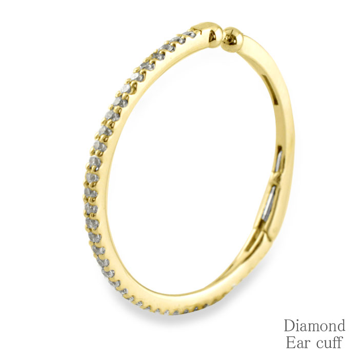 【BLACK FRIDAY ポイント10倍】 k18 イヤーカフ カフ 耳 ダイヤモンド イエローゴールド ダイヤイヤーカフ ゴールド 片耳 中折れ ノンホール...