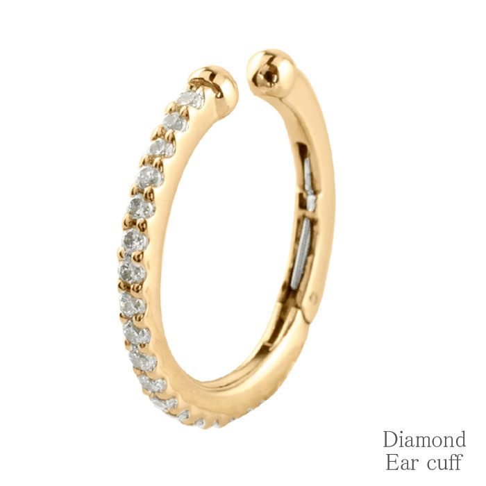 【BLACK FRIDAY ポイント10倍】 k18 イヤーカフ カフ 耳 ダイヤモンド ピンクゴールド ダイヤイヤーカフ ゴールド 片耳 中折れ ノンホールピ...