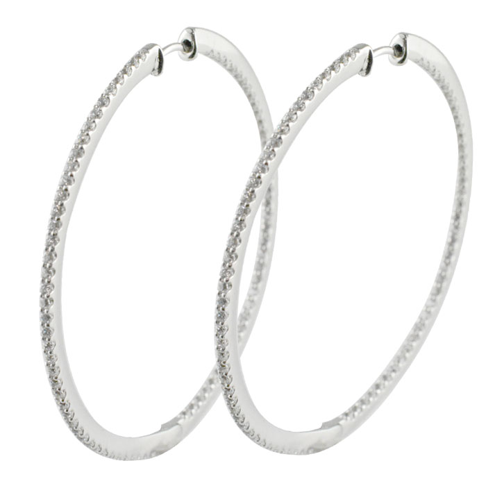 k18 ピアス フープピアス ダイヤモンド ホワイトゴールド 中折れ ゴールド エタニティ 円 サークル 18k レディース 天然石 18金