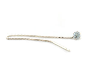 ピアス ロングピアス アクアマリン ホワイトゴールド k18 レディース アメリカンピアス 3月誕生石 揺れる 地金ピアス シンプル 誕生石 18金 一粒 ジュエル 天然石 3mm