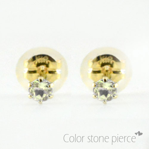 k18ピアスペリドットイエローゴー...