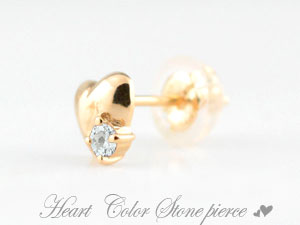 【10%OFFクーポン配布中】 ピアス アクアマリン レディース ハート ハートピアス K18 ピンクゴールド カラーストーン 18k スタッドピアス 3月誕生石 記念日