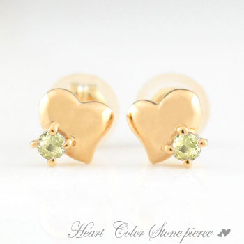 Rakuten - 【10%OFFクーポン配布中】 k18 18金 ピアス ペリドット レディース ハート ハートピアス ピンクゴールド カラーストーン 18k スタッドピアス 8月誕生石 記念日 母の日 誕生日