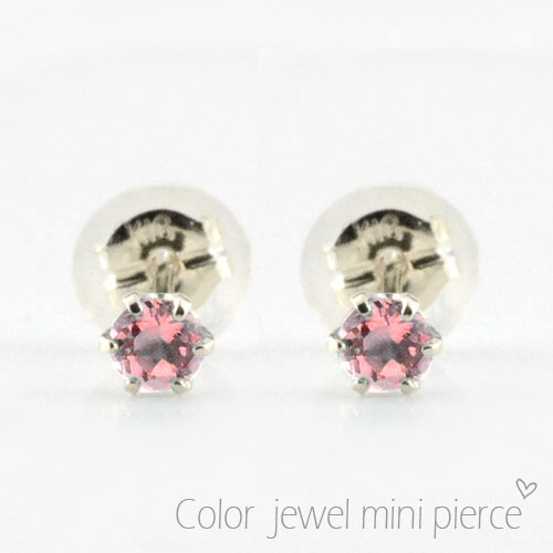 18金ピアスピンクトルマリンホワイ...
