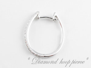 【スーパーセール 10%OFF】 K18 ピアス ダイヤモンド レディース フープ エタニティ スキンジュエリー 中折れ ラウンド バレンタイン ホワイトデー ギフト 誕生日 記念日