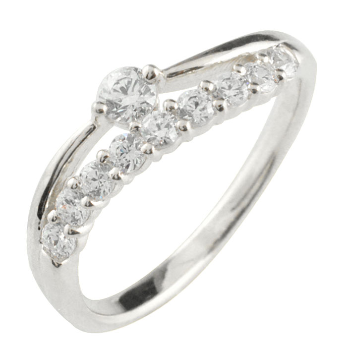 Rakuten - 【10%OFFクーポン配布中】 k18 リング ダイヤモンド 指輪 18金 10周年 記念 ホワイトゴールド アニバーサリー テンダイヤモンド 10粒 ゴールド 18k 10石 重ねづけ レディース 天然石 母の日 誕生日