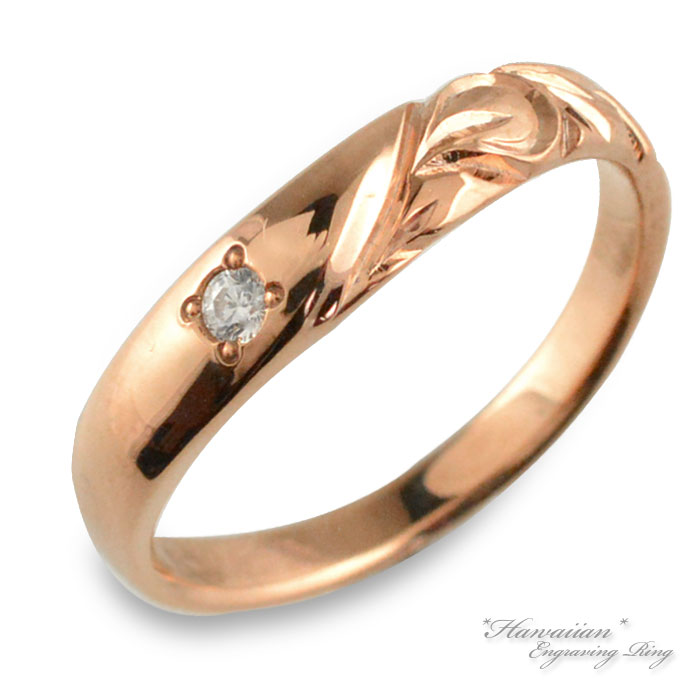 【BLACK FRIDAY ポイント10倍】 k10 ハワイアンジュエリー メンズ ハワイアン リング ピンクゴールドウエーブ 地金リング 彫金 手彫り 指輪 ...