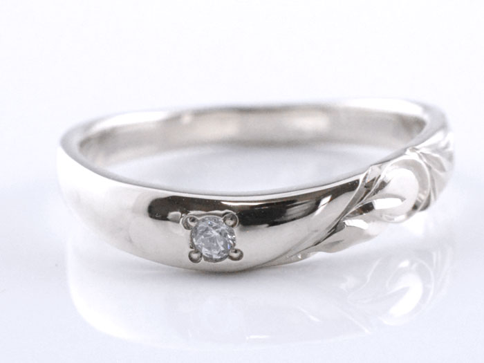 【スーパーセール 10%OFF】 ペアリング k18 リング ハワイアンジュエリー ハワイアン ダイヤモンド レディース メンズ ホワイトゴールドk18 スクロール 地金リング 彫金 手彫り 結婚指輪 エンゲージリング 波 ハンドメイド 18金 18k ブライダル バレンタイン ホワイトデー