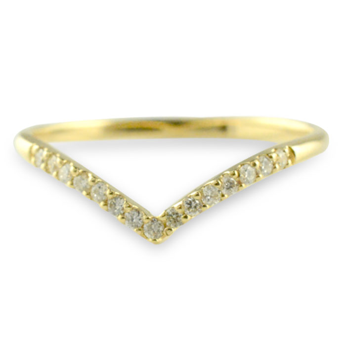 【10%OFFクーポン配布中】 k18 リング ダイヤモンド イエローゴールド V字リング ダイヤモンドリング V ハーフエタニティ 天然ダイヤモンド 指輪 18金 ゴールド ダイヤ レディース 18k 華奢
