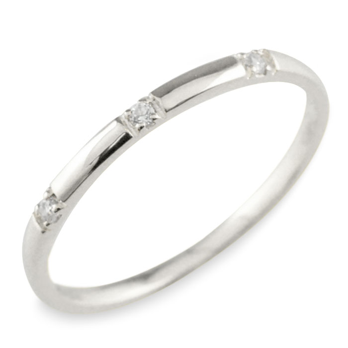 プラチナ ダイヤモンド pt900 pt シンプル リング 指輪 ピンキーリング 甲丸 レディース スリーストーン 華奢 重ねづけ 誕生石 おしゃれ ストレートのサムネイル