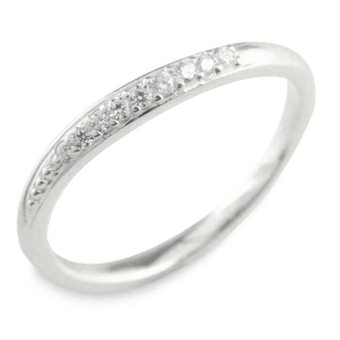 Rakuten - 【10%OFFクーポン配布中】 Pt900 リング ダイヤモンド プラチナ 指輪 pt ダイヤ レディース 華奢 ウェーブ 重ねつけ 母の日 誕生日 ギフト 誕生日 記念日