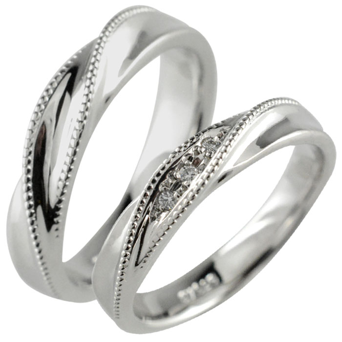 【10％OFFクーポン配布中】 結婚指輪 マリッジリング ペアリング ダイヤモンド プラチナ Pt900 ペア 2本 セット ミルウチ ダイヤ ペアリング プラチナ メンズ レディース 記念日 指輪 ゆびわ