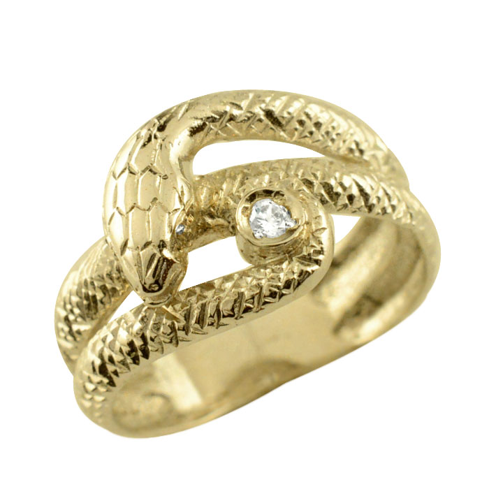 10金リング指輪k1010k蛇ダイ...