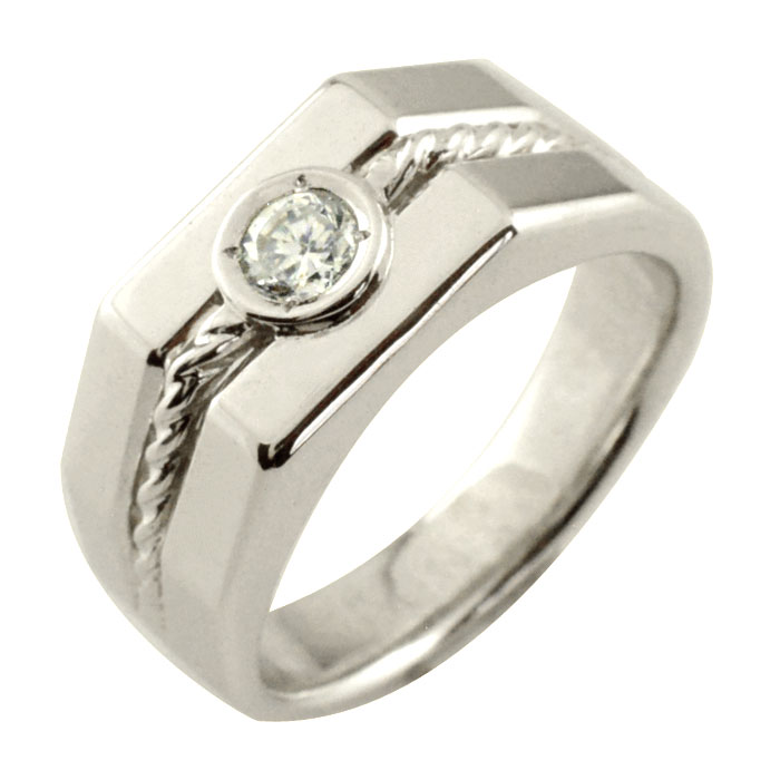 【BLACK FRIDAY ポイント10倍】 k10 メンズ リング ダイヤモンド 指輪 印台 メンズリング 男性用 日本製 四角 ホワイトゴールド インダイ ...