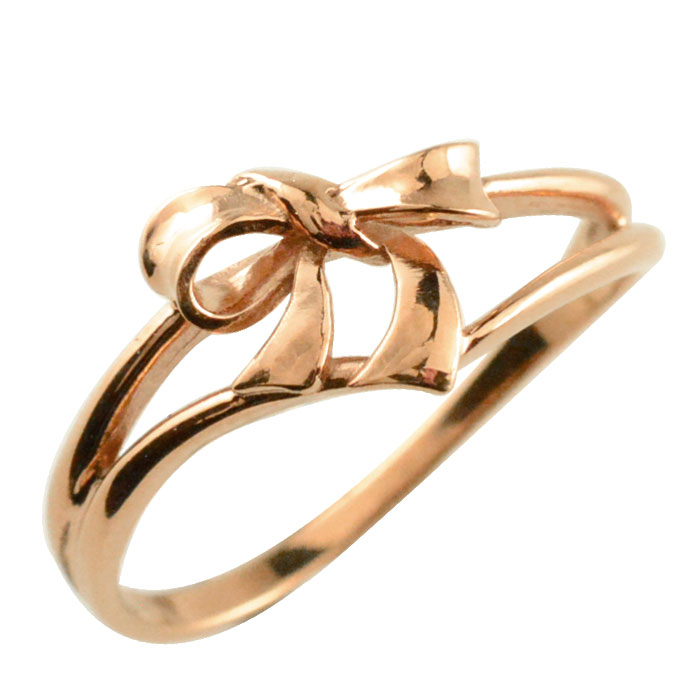 樂天商城 - 【10%OFFクーポン配布中】 k10 リングピンクゴールド 地金 指輪 レディース 10k 10金 りぼん リボン モチーフ 華奢 地金リング クラシカル 母の日 誕生日