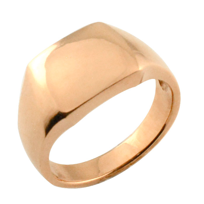 【BLACK FRIDAY ポイント10倍】 k18 メンズ リング 指輪 18金 印台 四角 ピンクゴールド インダイ 地金リング 18k シンプル