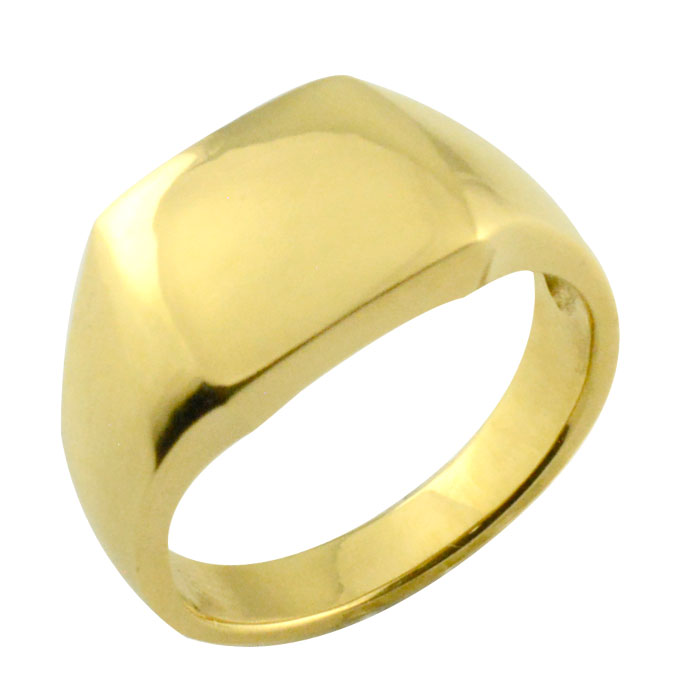 【BLACK FRIDAY ポイント10倍】 k18 メンズ リング 指輪 18金 印台 四角 イエローゴールド インダイ 地金リング 18k シンプル