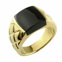 【10%OFFクーポン配布中】 k10 リング メンズオニキス イエローゴールド 指輪 印台 インダイ 四角 レディース 10k 10金 角型 黒 魔除け クラ...