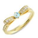k18 リング ブルートパーズ ピンキーリング リボンリング リボン ダイヤモンド 18k 指輪 18金 誕生石 イエローゴールドダイヤ 婚約指輪 結婚指輪 レディース