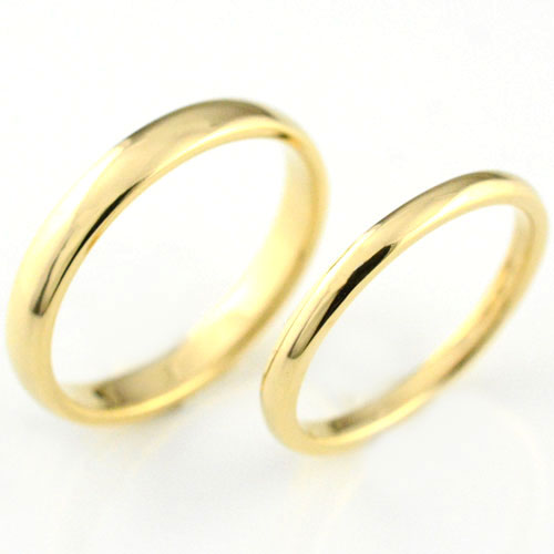 k18 リング ペアリング マリッジリング 甲丸 イエローゴールド 18k シンプル 記念日 石なし 指輪 婚約指輪 エンゲージリング 結婚指輪