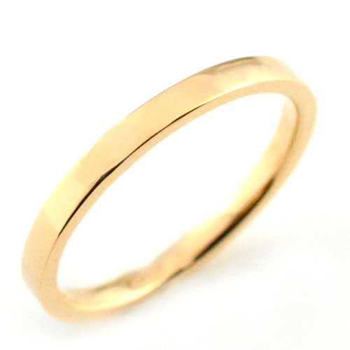 ブランド婚約指輪（エンゲージリング） k18 リング レディース ピンクゴールドk18 シンプル ストレート 平打ち 地金リング 結婚指輪 エンゲージリング ハンドメイド 18k 18金 2mm