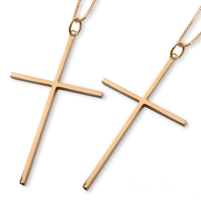 ネックレス k18 18金 ペアネックレス ペアペンダント クロスネックレス 18k クロス ペアジュエリー 特大 ピンクゴールドk18 ペンダント メンズ レ...