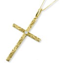 【10%OFFクーポン配布中】 k18 ネックレス ハワイアンジュエリー アクアマリン クロス ゴールド 18k 18金 イエローゴールド ハワイアン スクロール 彫金 クロス k18 ネックレス ペンダント 天然石 誕生石 3月 十字架 波(4)